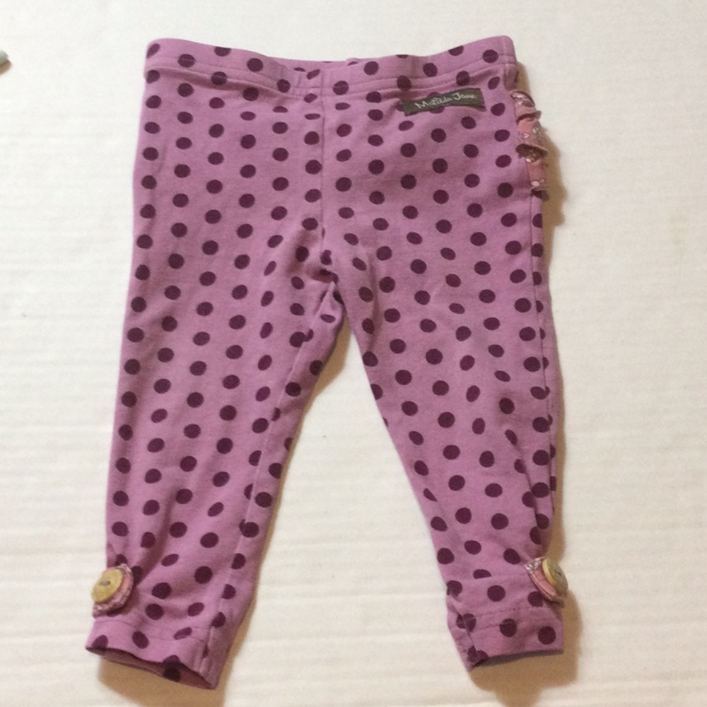 Matilda Jane Rose Purple Polka Dot Kids Leggings 6-12 months